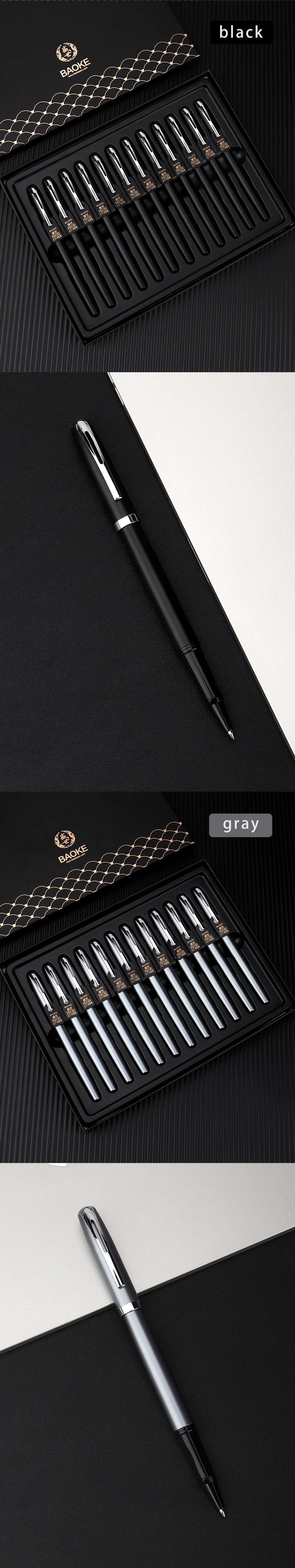 BAOKE PM180 Luxury 0.7mm Metal Gel Ink Pen Set Black Ink 6 Barrel Color Smooth Writing Bullet Tip For Office , Gift，Writing