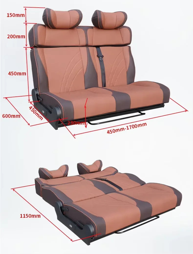 Triple Person Seat Customized Modified RV Passenger Seat Bed Comfortable Adjustable Folding Sofa Seat Ideal for RVs Camper Van