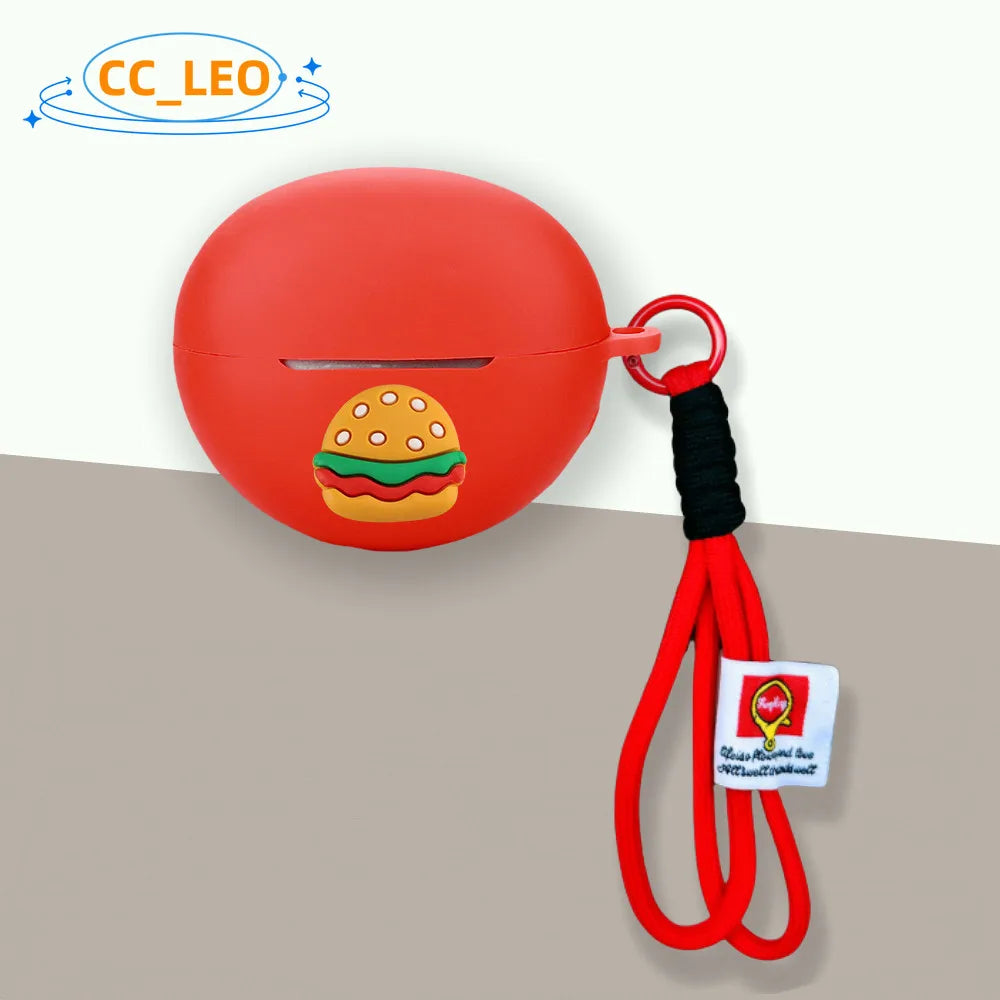 For Honor Choice EarBuds Clip Case Cute Lanyard Pendant Cartoon Cat Suitable for Honor Choice EarBuds Clip Protective Cover