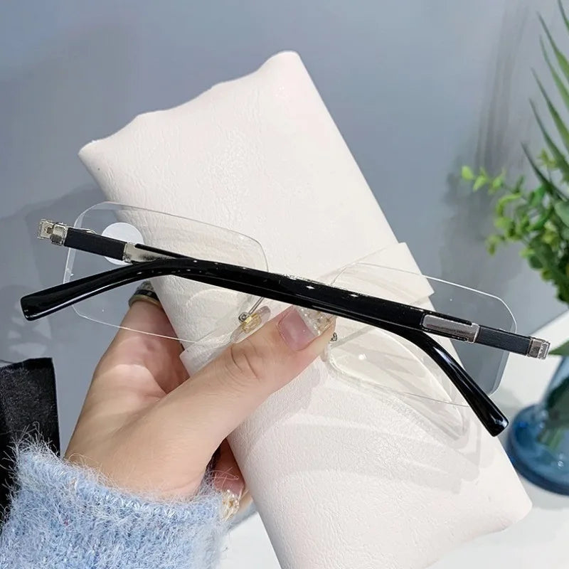 Rimless Frame Reading Glass for Men and Women with Grade +100°~+400°