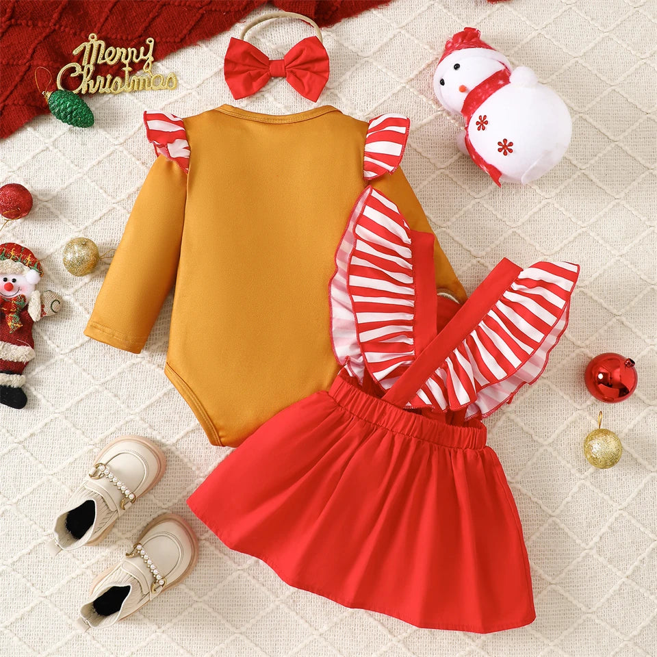 Hot Baby Girl Christmas Outfit Set Infant Toddler Gingerbread Man Costume Winter Xmas Party Holiday Celebration Newborn Clothes