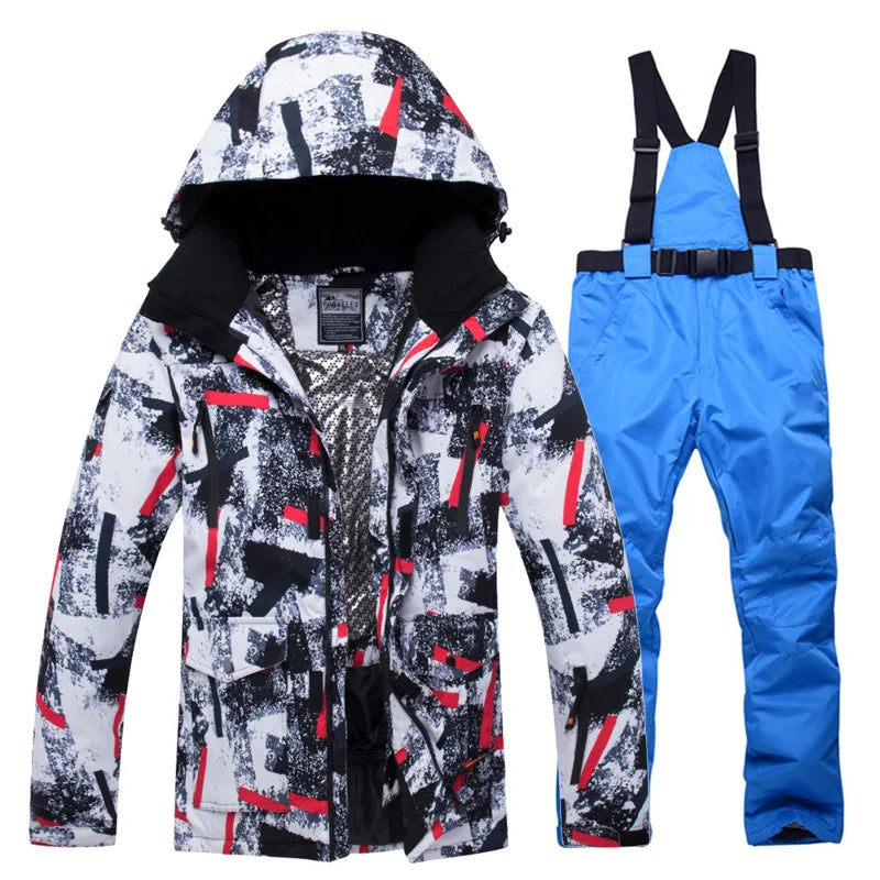 Winter Ski Suit for Men Outdoor Sports Warm Windproof Waterproof Snow Jackets Pants Male Ski Equipment Snowboard Jacket SK032
