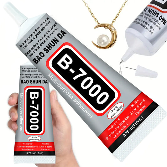 High-quality B-7000 semi-fluid high-viscosity glue, transparent waterproof adhesive, with precise needle adapted to rhinestone crafts jewelry diy jewelry mobile phone case 110ml1-5pcs.