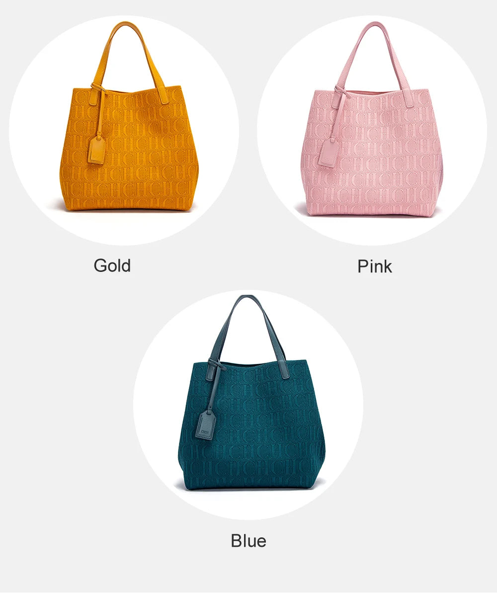 Women's Luxury Design Multi functional Handheld Shopping Handbag Fashionable New 2024 Solid Color Handbag