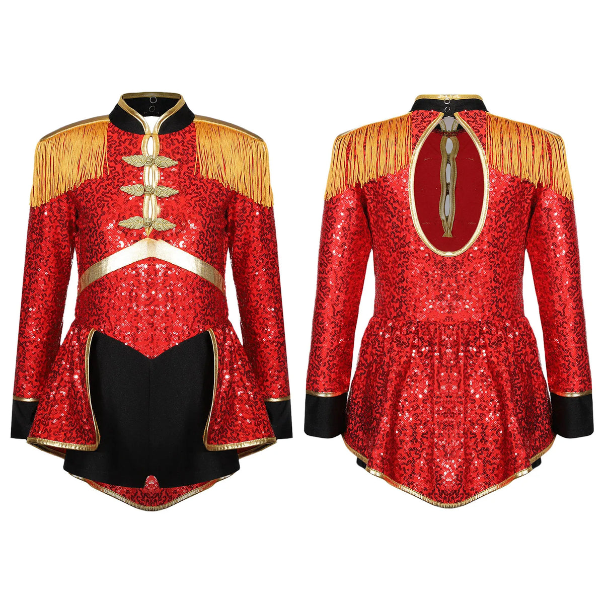 Halloween Costume Romper Circus Ringmaster Cosplay Carnival Party Shiny Sequins Leotard Dress Drum Majorette Magician Dress Up