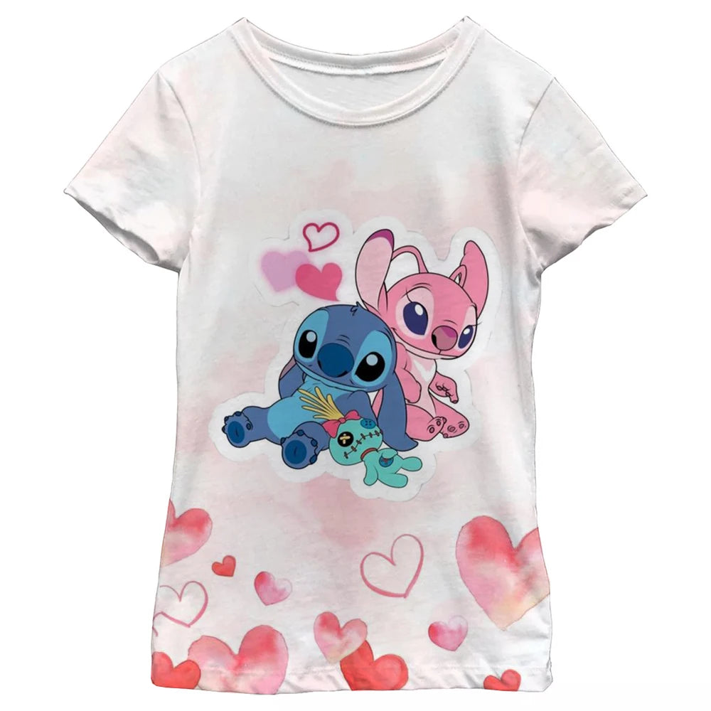 New Kawaii Lilo Stitch Cartoon T Shirt Children Kids Stitch Cute Manga T-shirt Y2k Graphic Tshirt Girl Boy Top Tees Lilo Stich