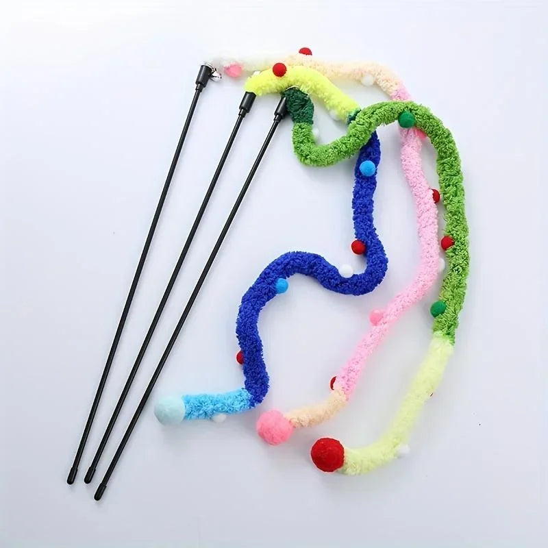 Pet Cat Interactive Teaser Toy Soft Plush Strip Wands Toys for Kitten Cats Play Pet Supplies for Fun And Exercise