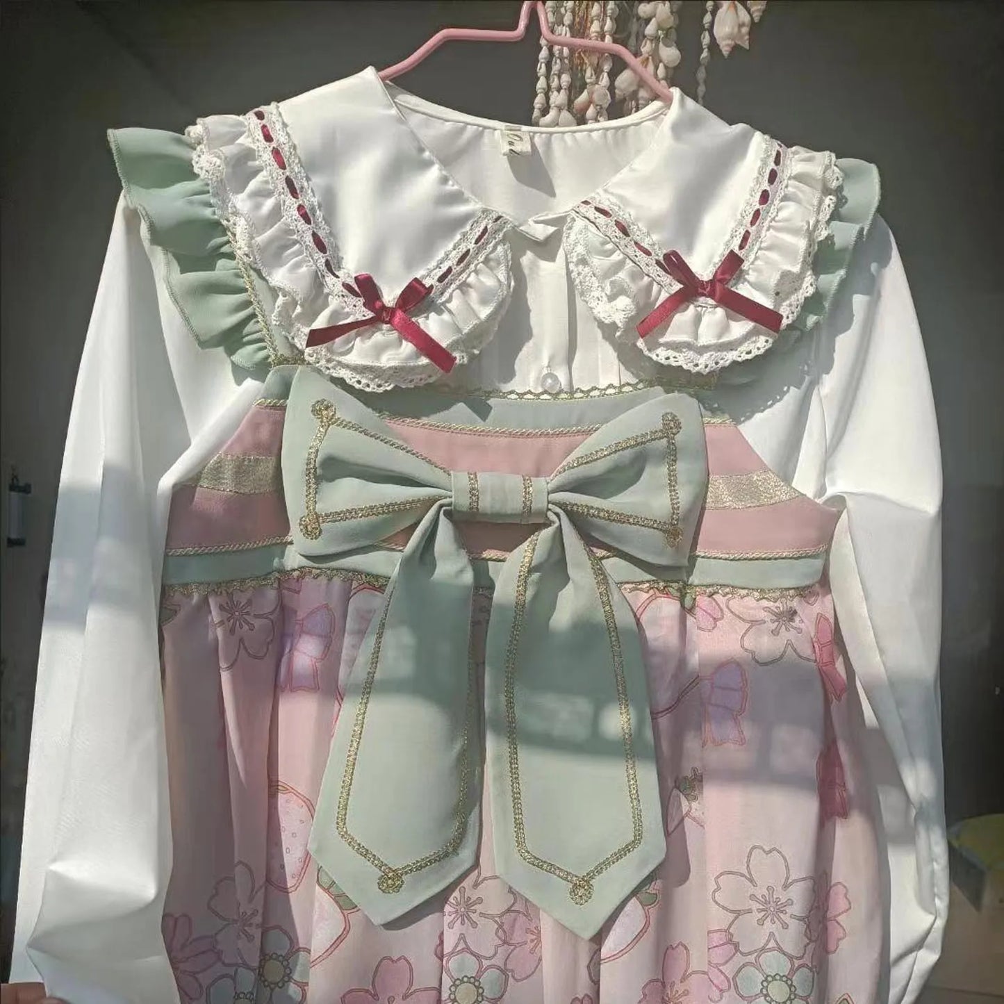 Spring Blouse Women Japanese Kawaii Cute Lace Patchwork Peter Pan Collar Shirt Vintage Sweet Embroidery Top Blusas