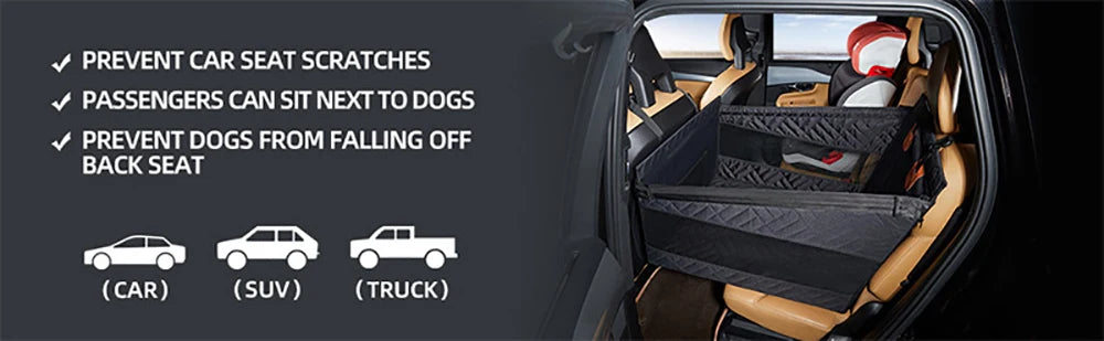 Double Zipper Car Pet Seat Pad Dogs Cats Car Backseat Protector Waterproof Dirt Resistant Solid Color Cars Rear Seats Cushion