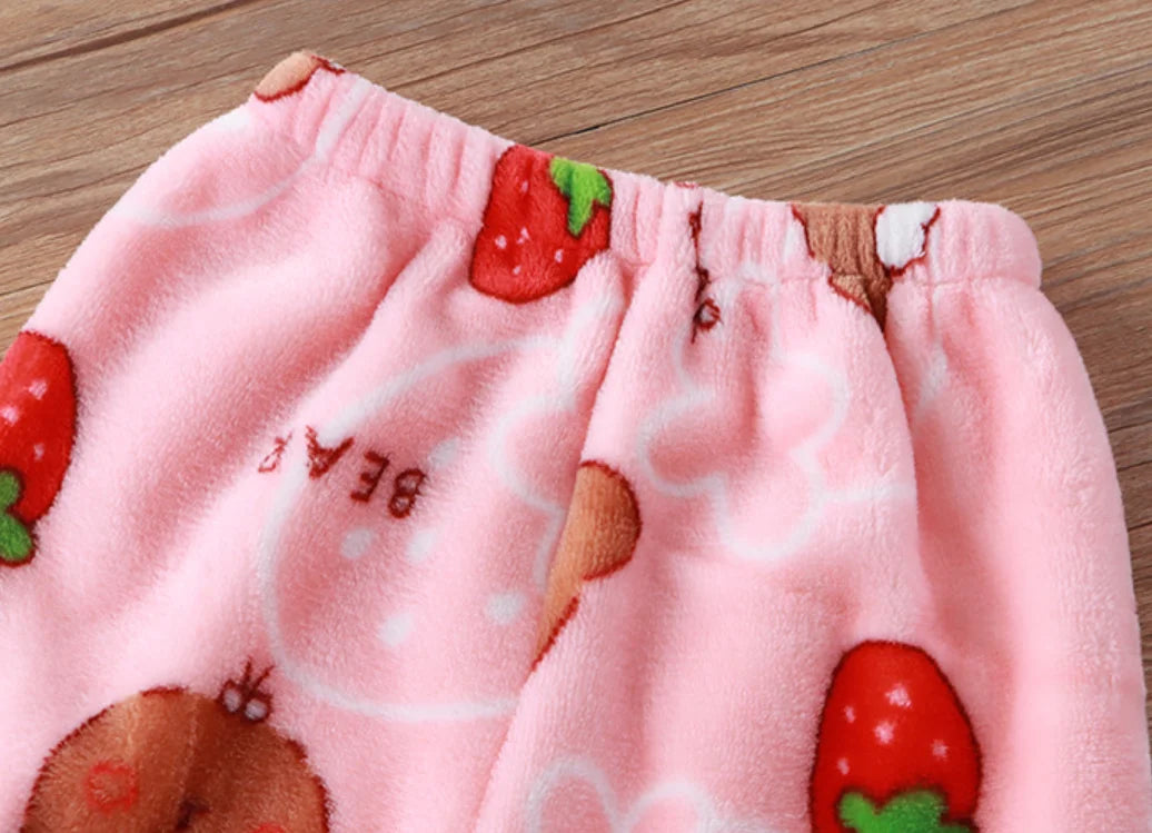 Two-piece Autumn Winter Home Sleepwear Set Boys Baby Fleece Warm Outdoor Children Girls Homewear Suits Thickened Ammonia Fabric