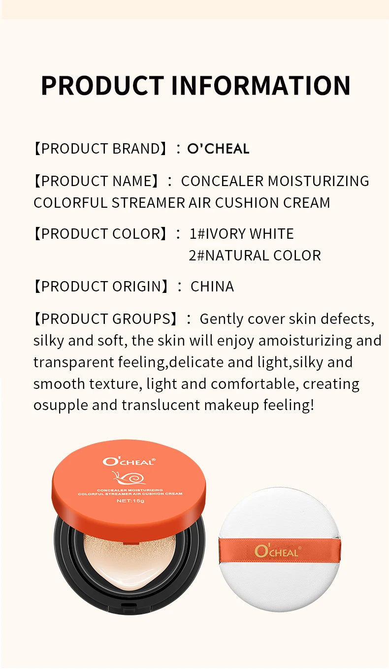 OCHEAL Whitening BB Cream Foundation Cream for Face Makeup Concealer Air Cushion for Girl Make Up Facial Beauty Original Makeup