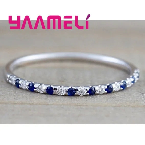 925 Sterling Silver Trendy Crystal Rings For Women Girls Wedding Engagement Fashion Jewelry Valentines Day Gift Wholesale