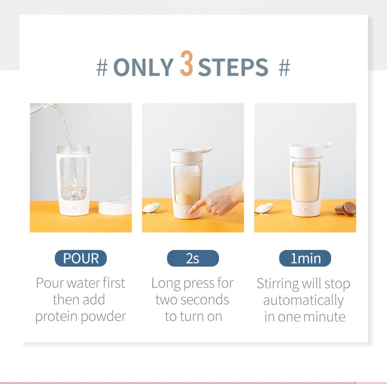 Portable Electric Shaker Bottle Protein Powder Fitness Shaker 650ML Automatic Mixing Tumbler Stirring Mug Sports Water Bottle