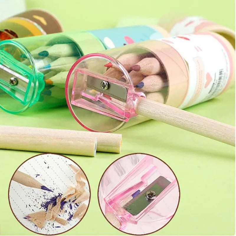 12pcs/box Children's Colore Pencil Set Crayons Cute Korean Stationery Drawing Art Tool Professional Colored Pen School Supplies