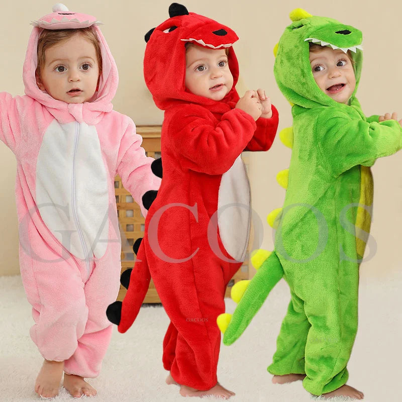 Baby Kigurumi Dragon Cow Monkey Animal Cosplay Costume Baby Girl Pajamas Winter Plush Jumpsuit for Toddler Boys 1 to 2 3 4 Years