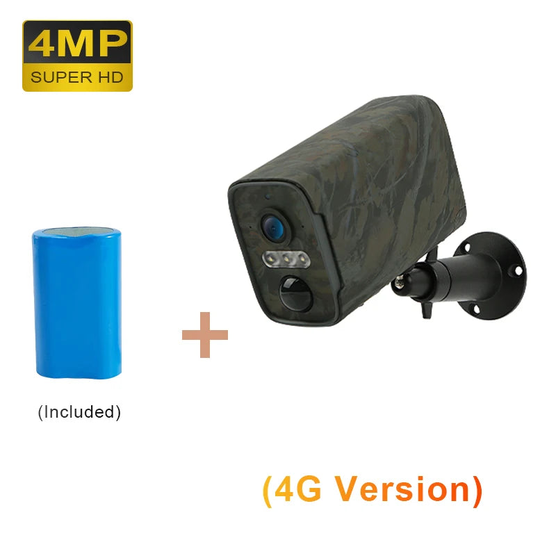 LCLCTEK 4MP 4G SIM Card Mobile App Trail Hunting Battery Powered Camera PIR Detection Outdoor IP66 Wireless Security CCTV Camera