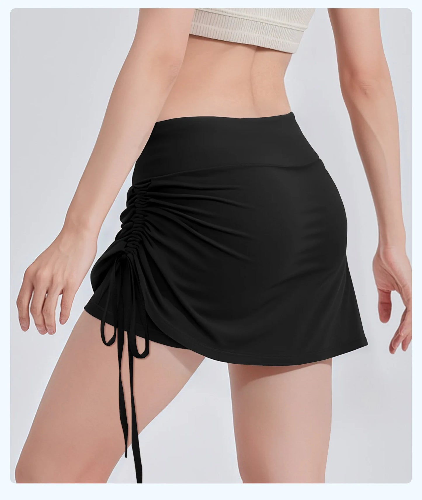 2025 New Wrinkled Sports Skirts Women Fashion Gym Skirts High Waist Hip Lift Running Yoga Fitness Skirt 2 in 1 Athletic Skort