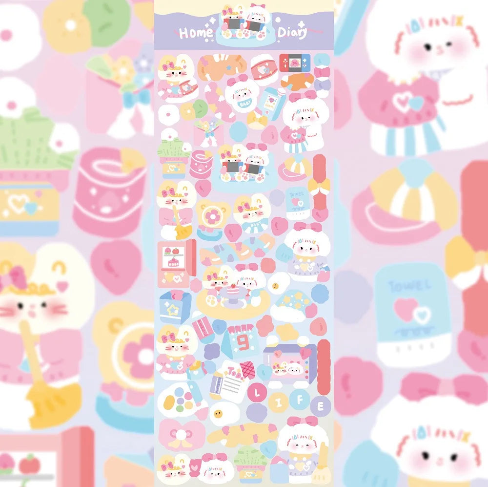 Kawaii Cute Laser Cartoon Animal Party Stickers For Girl Stationery Handbook Diary Planner Scrapbook DIY Decorative Stickers