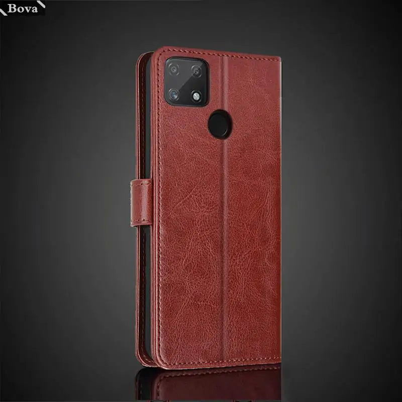 Card Holder Pu Leather Cover Case for OPPO Realme Narzo 50A Flip Cover Retro Wallet Bag Fitted Case Business Fundas Coque