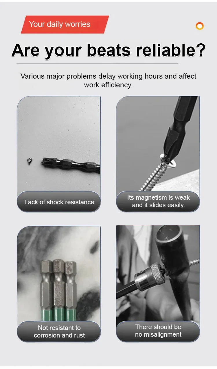 Impact Cross Bit Strong Magnetic Non-slip Hand Drill Screwdriver Tungsten Steel Super Hard Electric Screwdriver Head Set