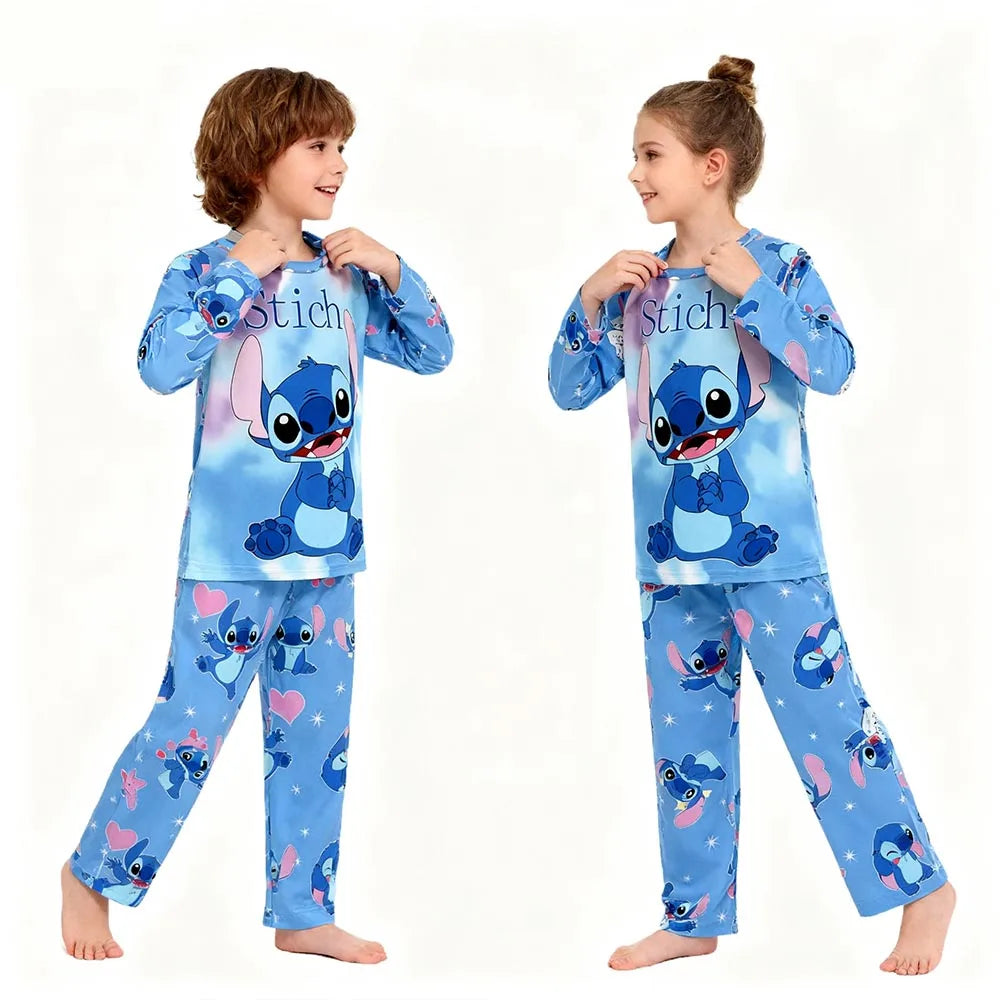 Kids Stitch Pajamas 2pcs/set for Boys Girls Home Wear Kids Casual Sleepwear Long Sleeve Pajamas Bottoms Suit Cute Gifts