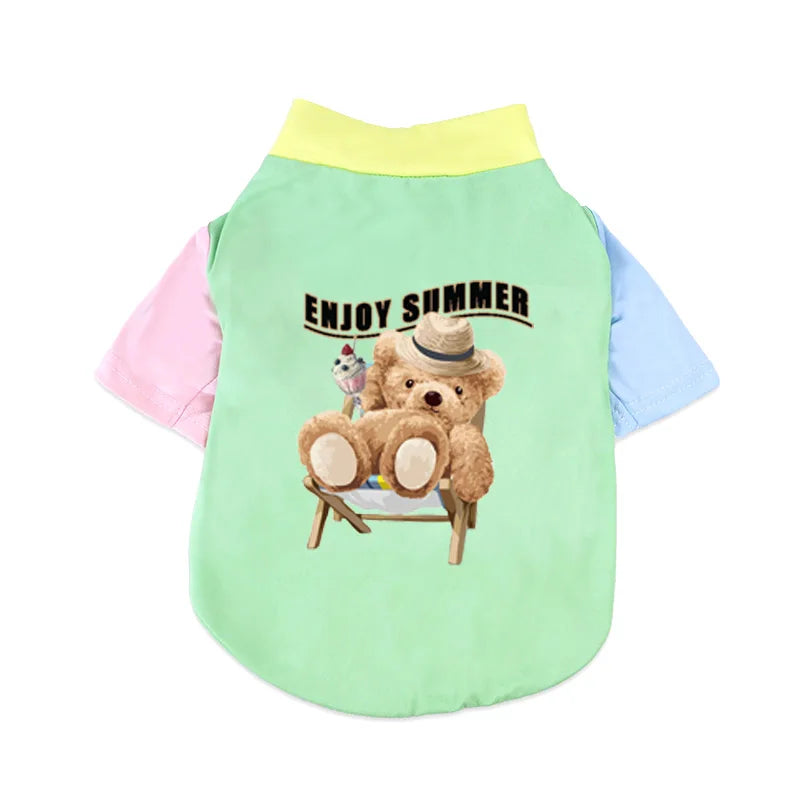 1 PC Pet T-Shirt, Cats & Dogs Soft Pure Cotton Teddy Bear Dopamine Vest. Shih Tzu, Siamese Cat Little Pet Daily Outfit