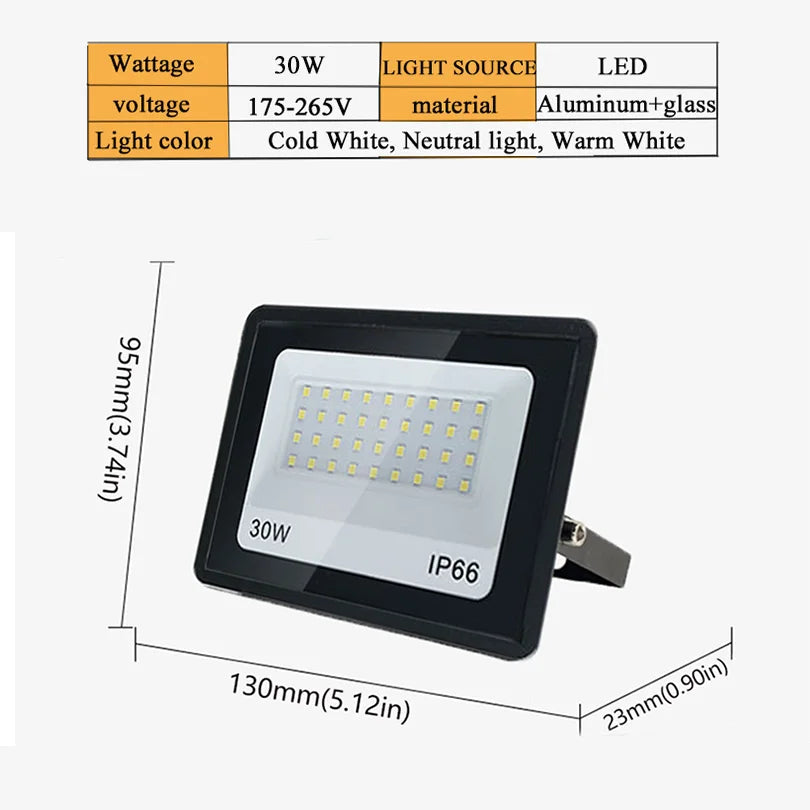 LED Floodlight Spotlight AC220V AC110V Ultra-bright Waterproof Light 10W 20W 30W 50W 100W 150W 200W 300W Garage Factory Lighting