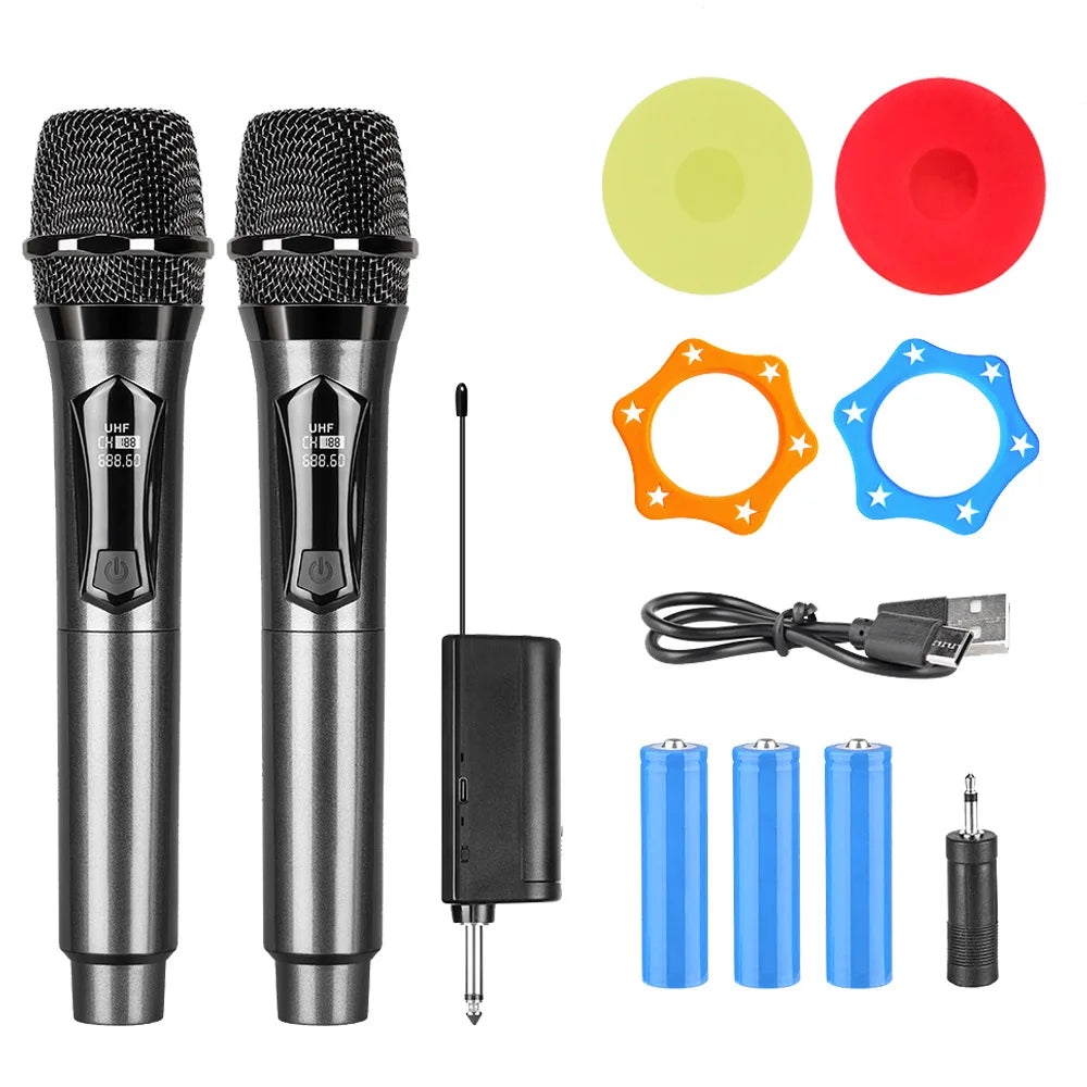 Good Wireless Microphone UHF Fixed Frequency 4 Channels Handheld Mic Micphone For Party Karaoke Professional Church Show Meeting