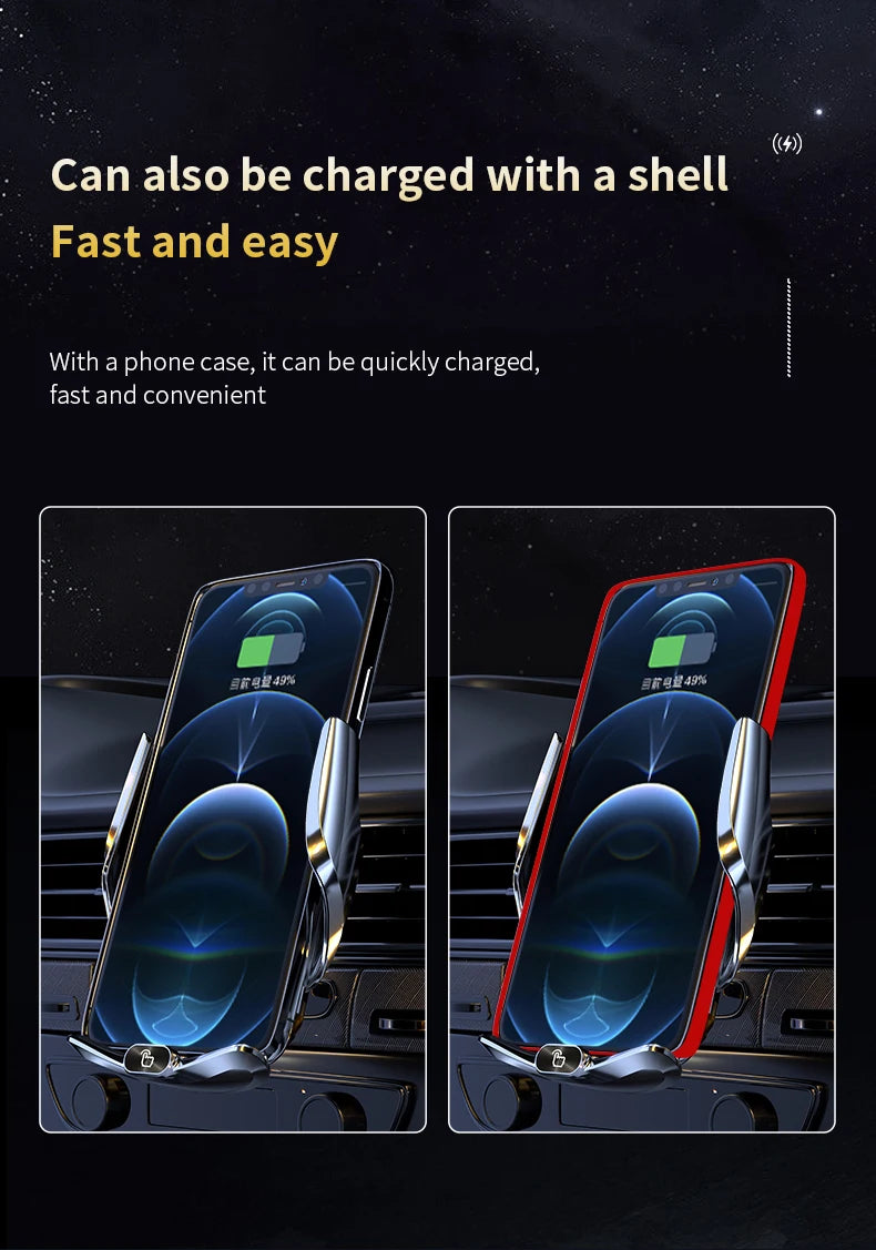 Car Phone Holder Wireless Charger Automatic Intelligent triple sensing magnetic suction charging For Universal All Mobile Phones
