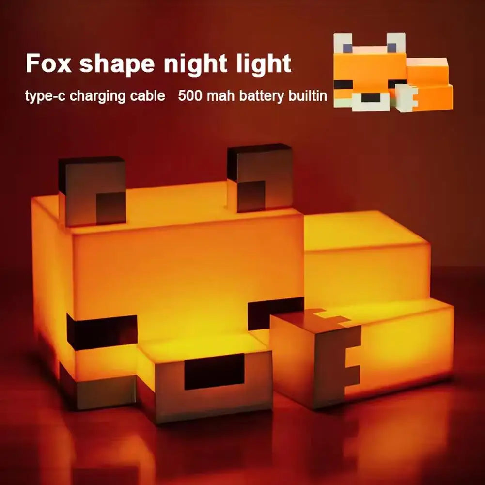 1/2pcs MC Game Cute Fox Night Light Soft Orange Glow Desk Lamp Home Atmosphere Luminous Table Lamp for Playrooms or Children