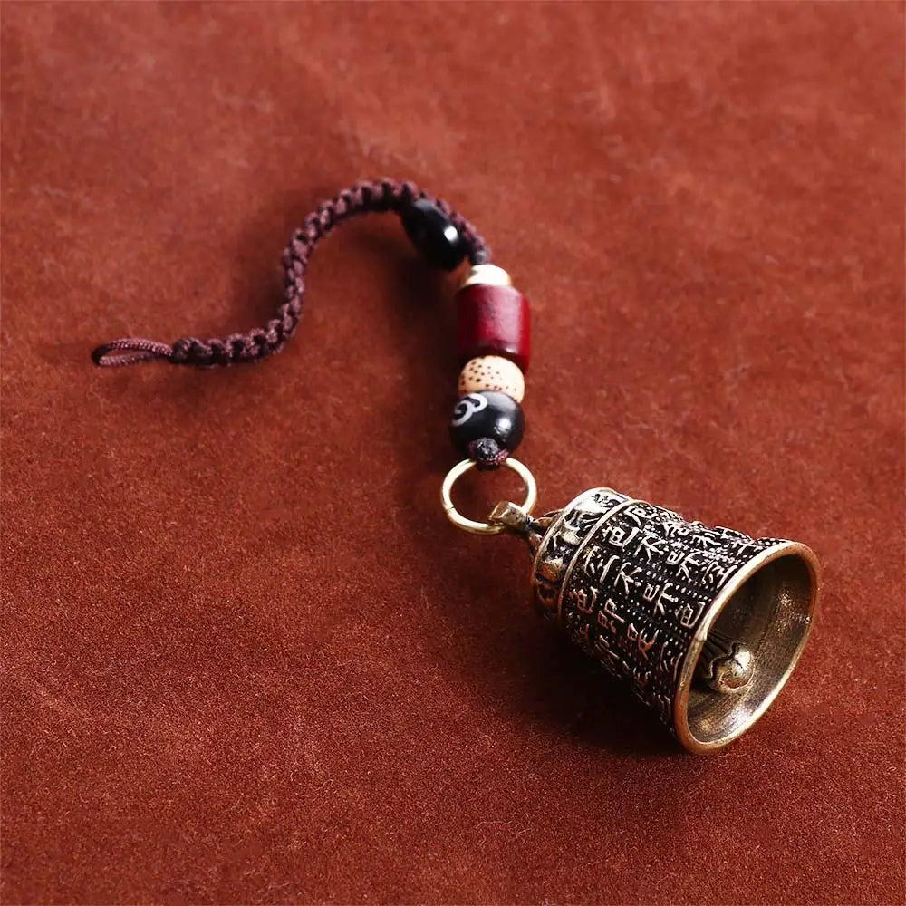 Interior Accessories Tibetan Buddhism Lucky Rope Brass bell Scripture Sutra Key Rings Car Key Chain Keyfob Car Key Chain
