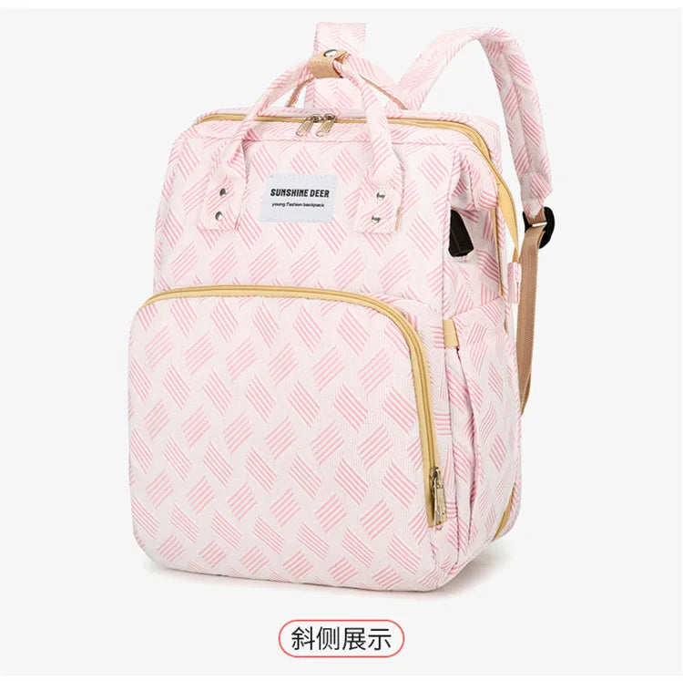 Baby Diaper Bag with Stroller Hooks Portable Baby Crib Diaper Changing Pad Baby Carrier Bag for Activity Mom Backpack 30*20*40cm