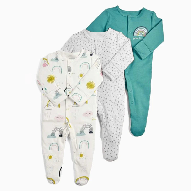 3Pcs Brand Newborn Baby Clothes Set Infant Boys Girls Romper Cotton Long Sleeve Pajamas Jumpsuit Toddler Outfits