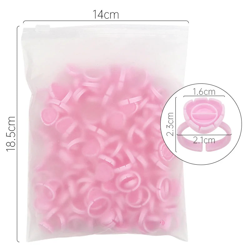 AILEISHI 100Pcs Disposable Eyelash Glue Fan Cup Rings Holder Container Tattoo Pigment Eyelash Extension Tools Lash Supplies
