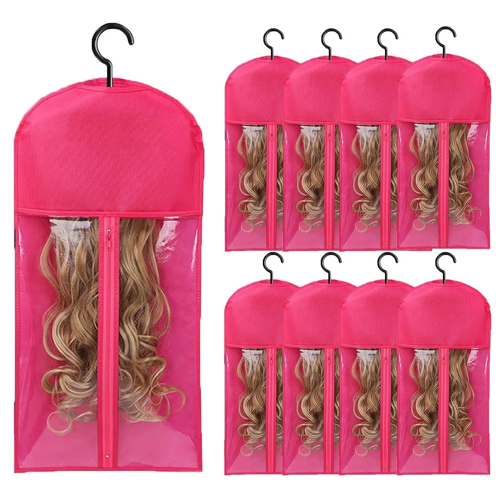 1/3/6pcs Premium Wig Storage Bags with Sturdy Metal Hangers - Black Transparent Design for Multiple Wigs & Hair Extensions