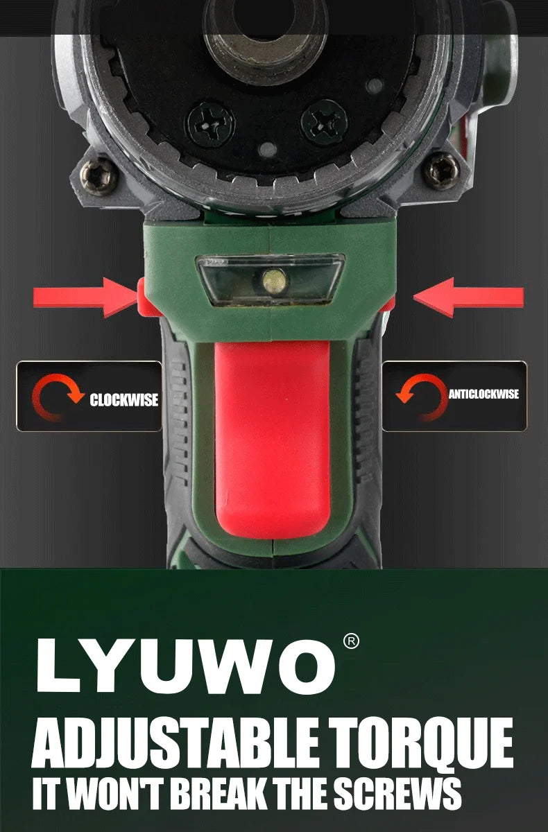 LYUWO Brushless Cordless Electric Screwdriver Kit with Fast-Charging Battery,LED Work Light&Ergonomic Grip(Drill/Driver 2-in-1)