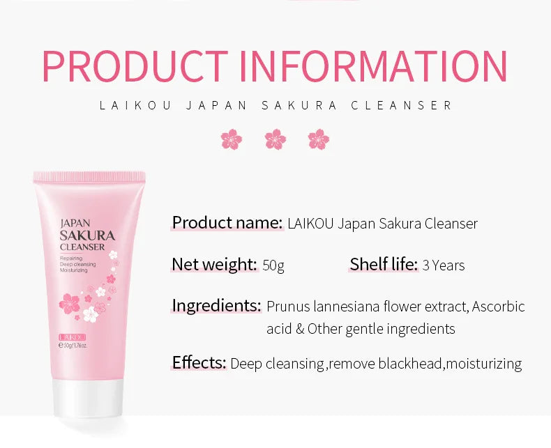 7pcs Sakura Skin Care Set Moisturizing Brightening Sunscreen Cleanser Fine Lines Delay Skin Aging  Nourish Daily Face Care Suit