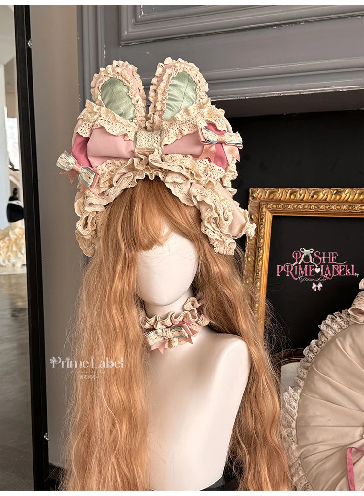 Sweet Cute Girls Lolita Clothing Accessories Set Princess Ribbon Lace Bow Headband Choker Necklace Bracelet and Leg Ring