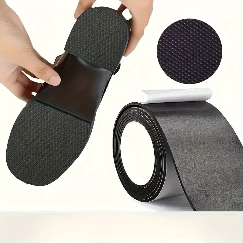 Shoe Sole Grips, 1 Roll Anti-Slip & Wear-Resistant Pads for Heels & Sneakers. Noise-Free, Textured Black Surface