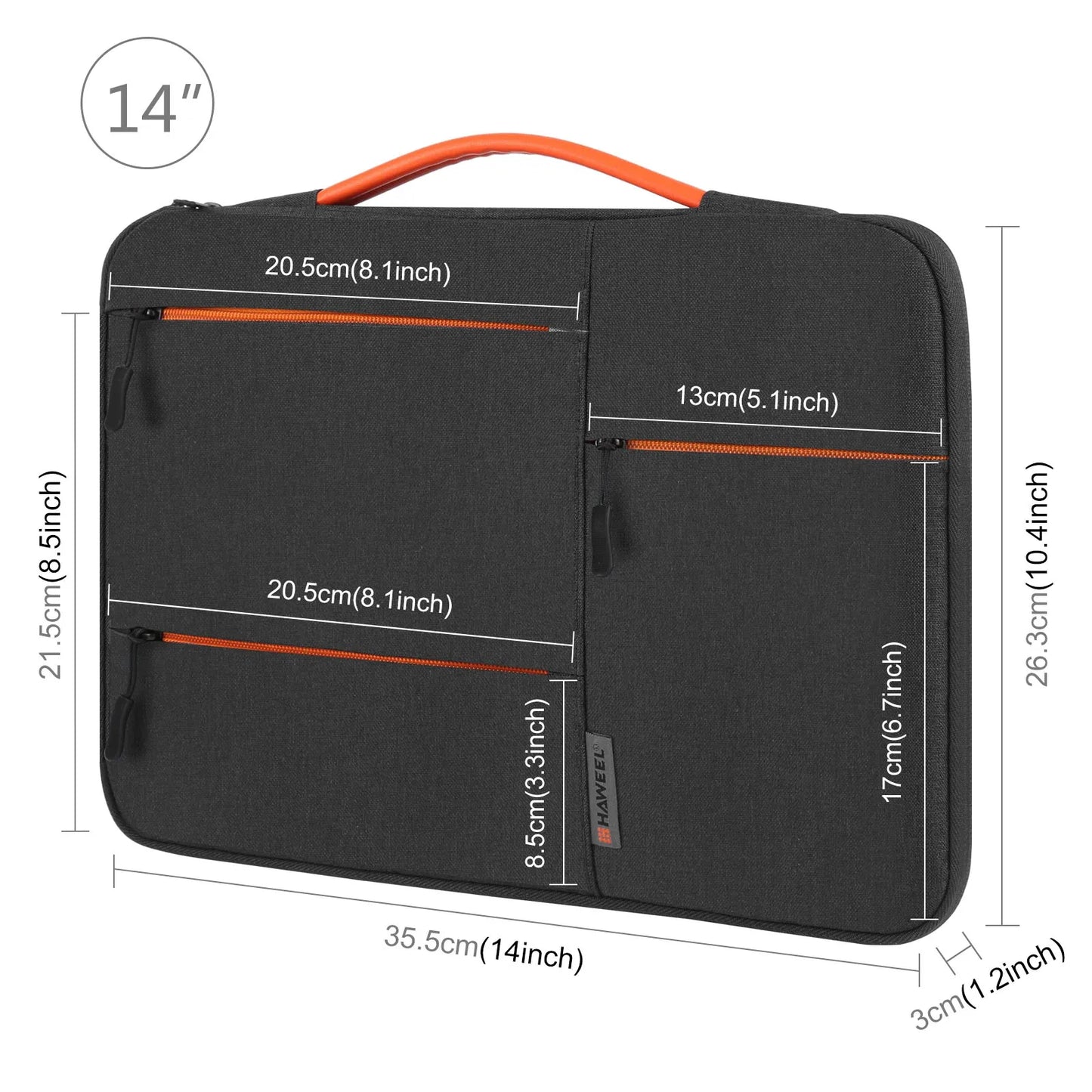 HAWEEL 13.0-15.0 inch Sleeve Case Zipper Briefcase Laptop Handbag For Macbook/ Samsung/ Lenovo Thinkpad and Other Laptop Bag