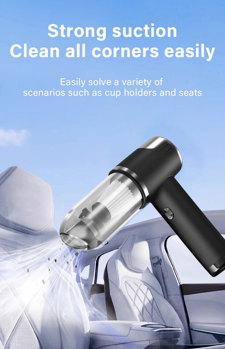 Car and home dual-purpose cordless vacuum cleaner, 3-in-1 rechargeable powerful handheld vacuum cleaner, 2000*2 battery