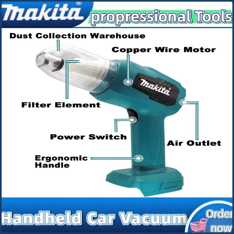 Makita Cordless Mini Car Vacuum Cleaner Multifunction Dust Collect Handheld Rechargeable Power Tools For 18V Battery
