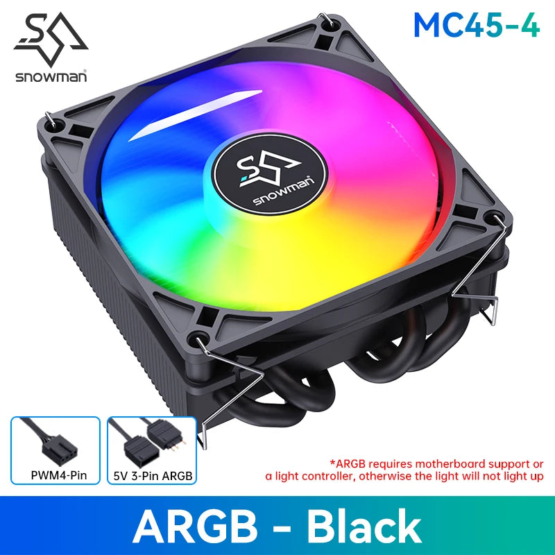 SNOWMAN MC45-4 ITX CPU Cooler Air 4 heat pipes cooling PC heat sink ARGB Fans PWM Intel LGA1851 1700 1200 1151 X99 2011 AM5 AM4