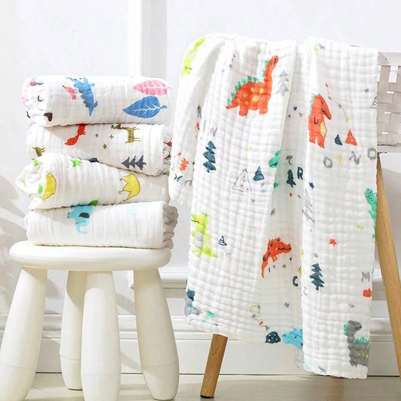 Baby Washcloth 4-Layer Gauze Infant Bath Towel Newborn Bathrobe Cotton Blanket for Boy Girl Children's Blanket Swaddle Wrap