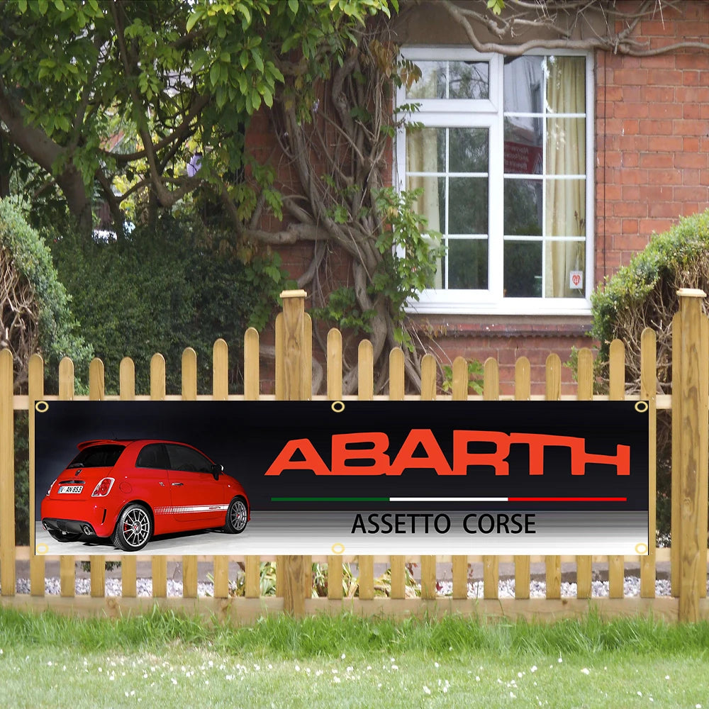 60X240cm Abarth Car logo Banner Flag Polyester Printed Garage or Outdoor Decoration Tapestry