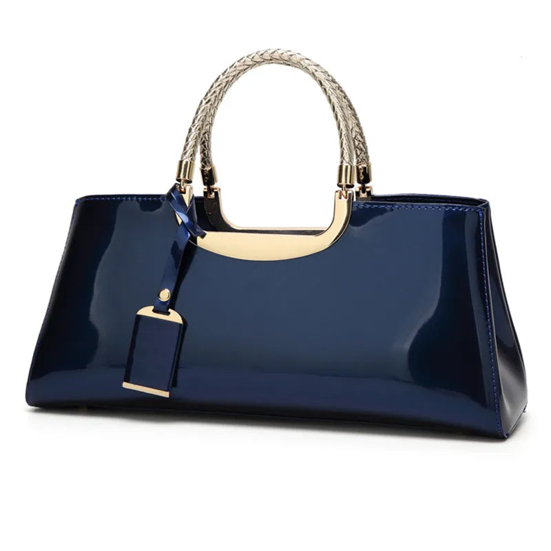 Luxury Designer Handbags Women 2024 High-end Evening Party Clutch Bag Ladies Bright Patent Leather Top Handle Underarm Bags