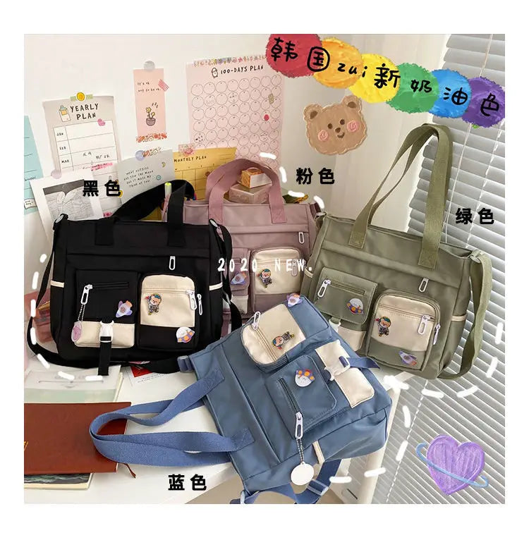 Canvas Handbags Messenger Bags for Women Waterproof Nylon Tote Shoulder Bag Oxford Ladies Handbag Crossbody Bag Girl Satchels