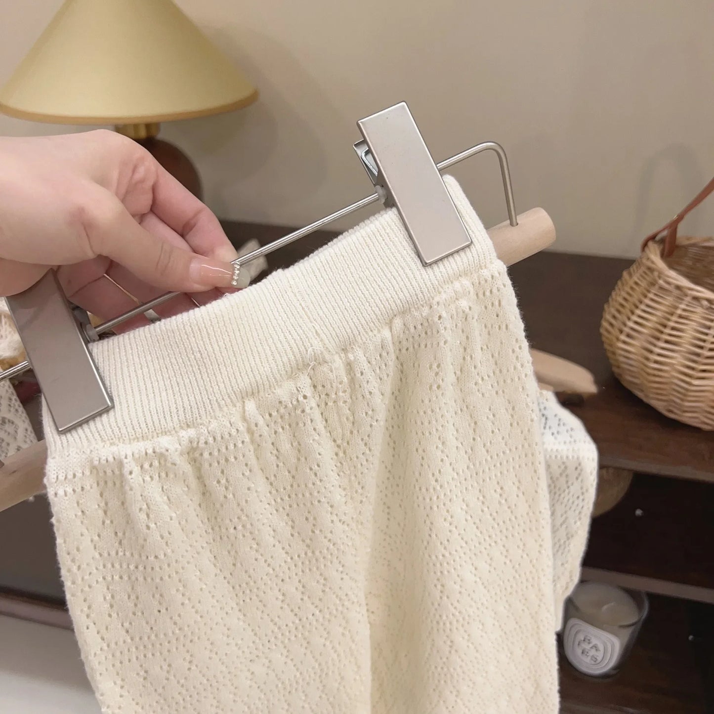 Girls Summer Clothing Set 2025 Kids Knitted Hollow Lace Suit Girl Fashion Breathable Vest + Wide Leg Pants Outfits Children Sets