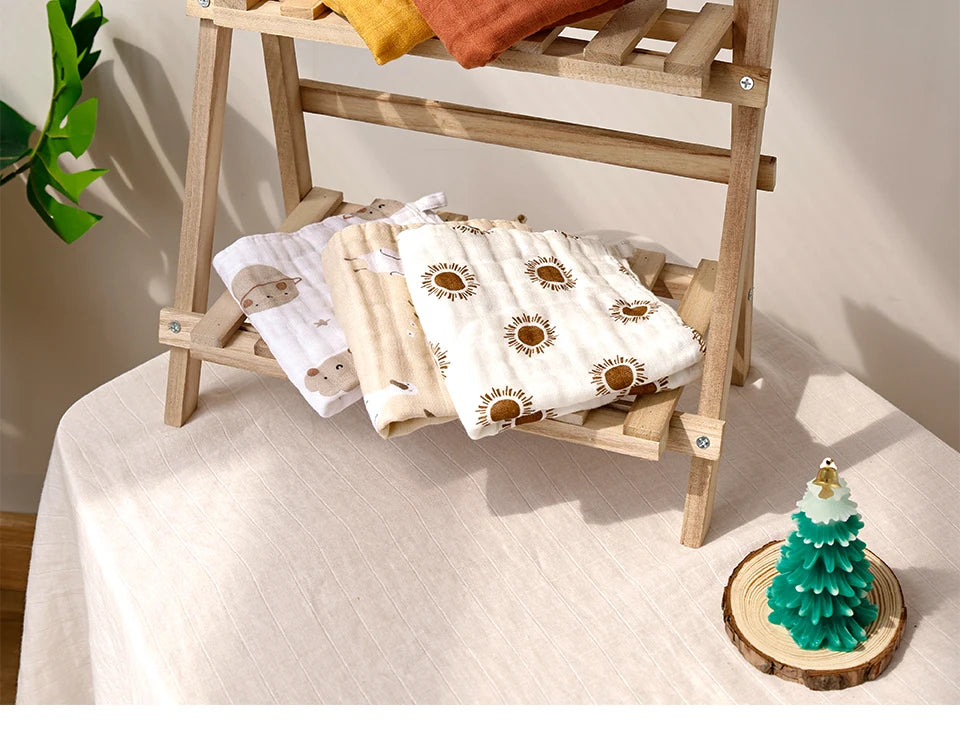 Kangobaby #My Soft Life# 5pcs Pack Bamboo Cotton Breathable Baby Muslin Towel Newborn Burp Cloth