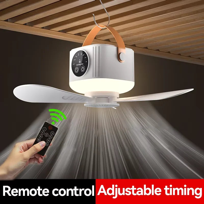 7200mAh Remote Control Timing USB Ceiling Fan 4 Gears Detachable Blade Portable Silent Cooling Outdoor Tripod Tent Camping Fan